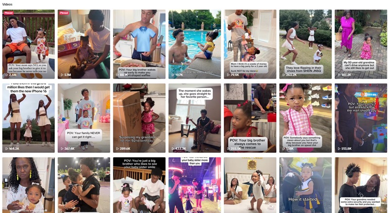 TikTok网红:美国家庭母婴产品宣传推广博主频道内容