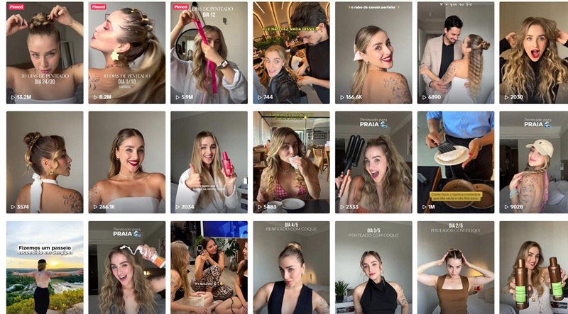 40万粉丝的TikTok巴西时尚类博主频道内容