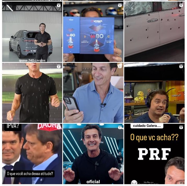 Instagram网红营销:巴西知名赛车测试员/主持人腰部博主频道内容