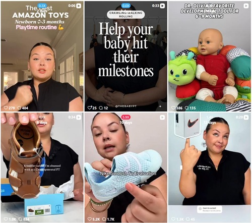 Instagram网红营销:美国儿童宝宝物理治疗师博主频道内容