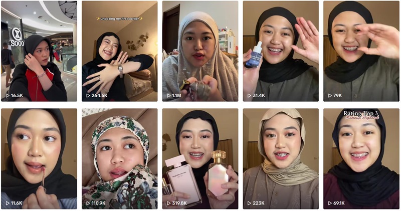 TikTok网红:印度尼西亚美妆时尚Vlog博主频道内容